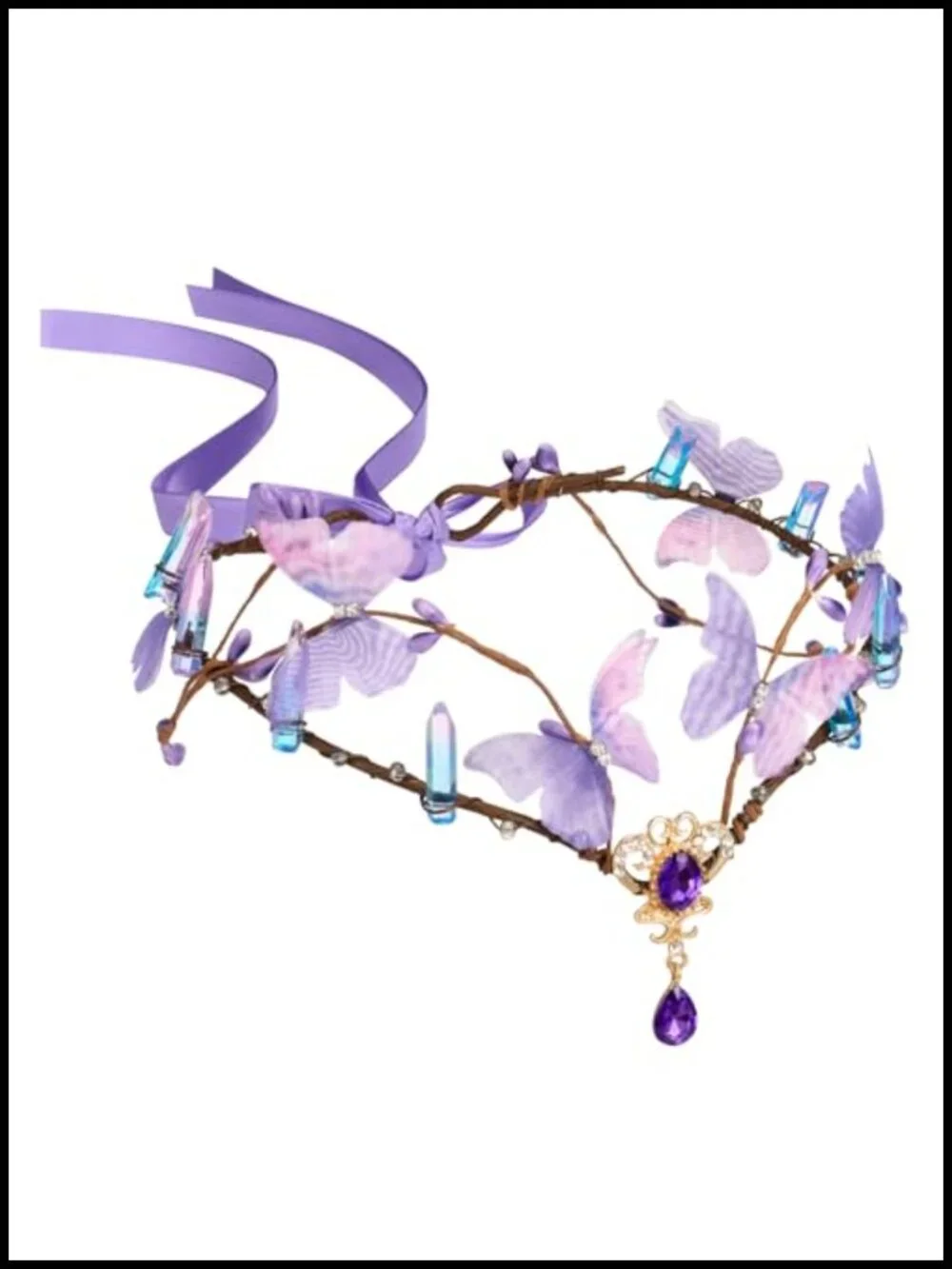 Butterfly Fairy Crown Headpiece with Crystal for Women, Elf Circlet Headband,